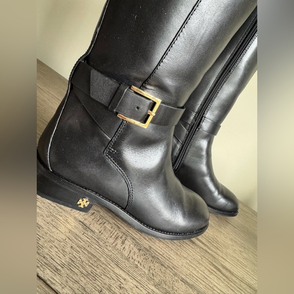 Tory Burch Black Leather Riding Boots Brooke 25mm Knee Boot Calf Leather Size 7 - Picture 4 of 10
